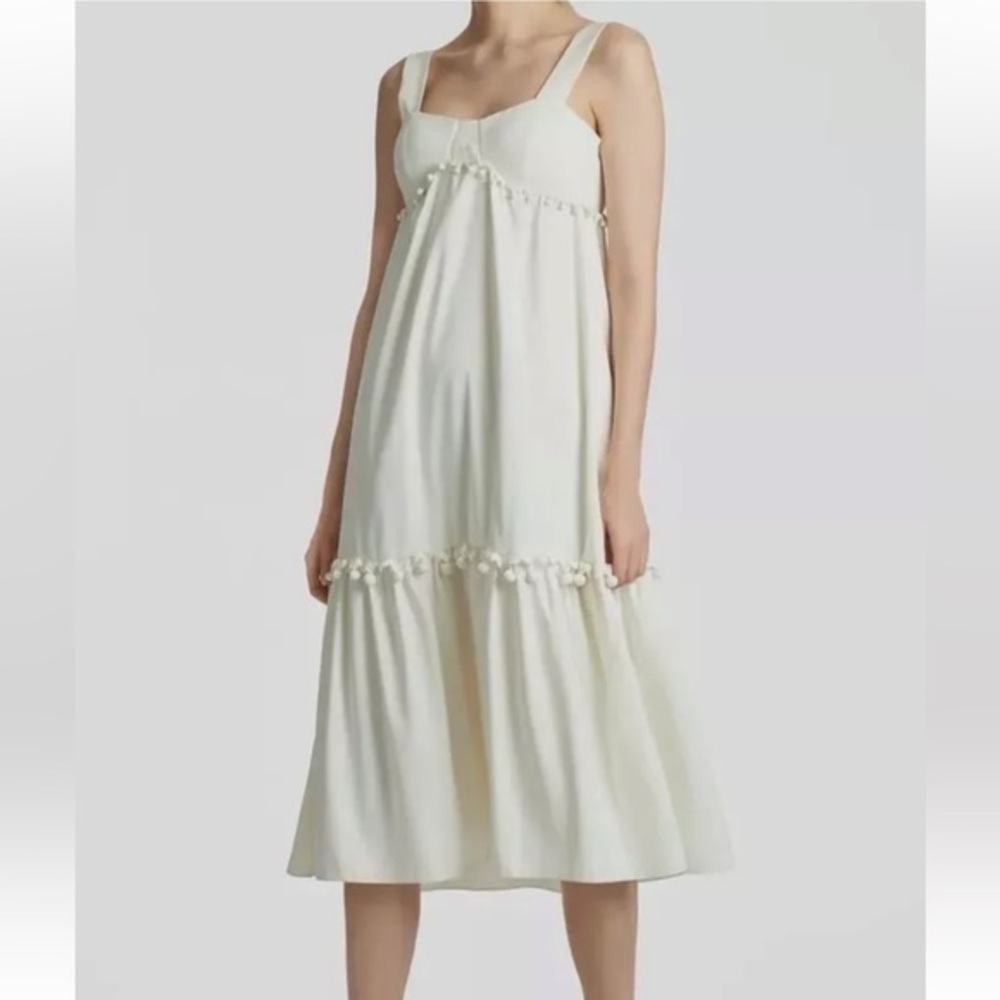 Sachin & Babi Luna Midi Dress sz 12 luxury designer bridal shower wedding ivory